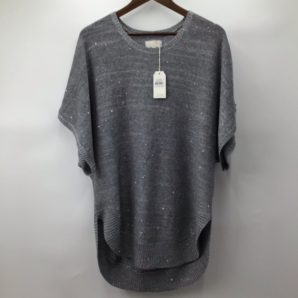 Gray Festive Poncho Tunic Sweater